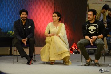 Akhil with Dulquer Salmaan And Nithya Menen